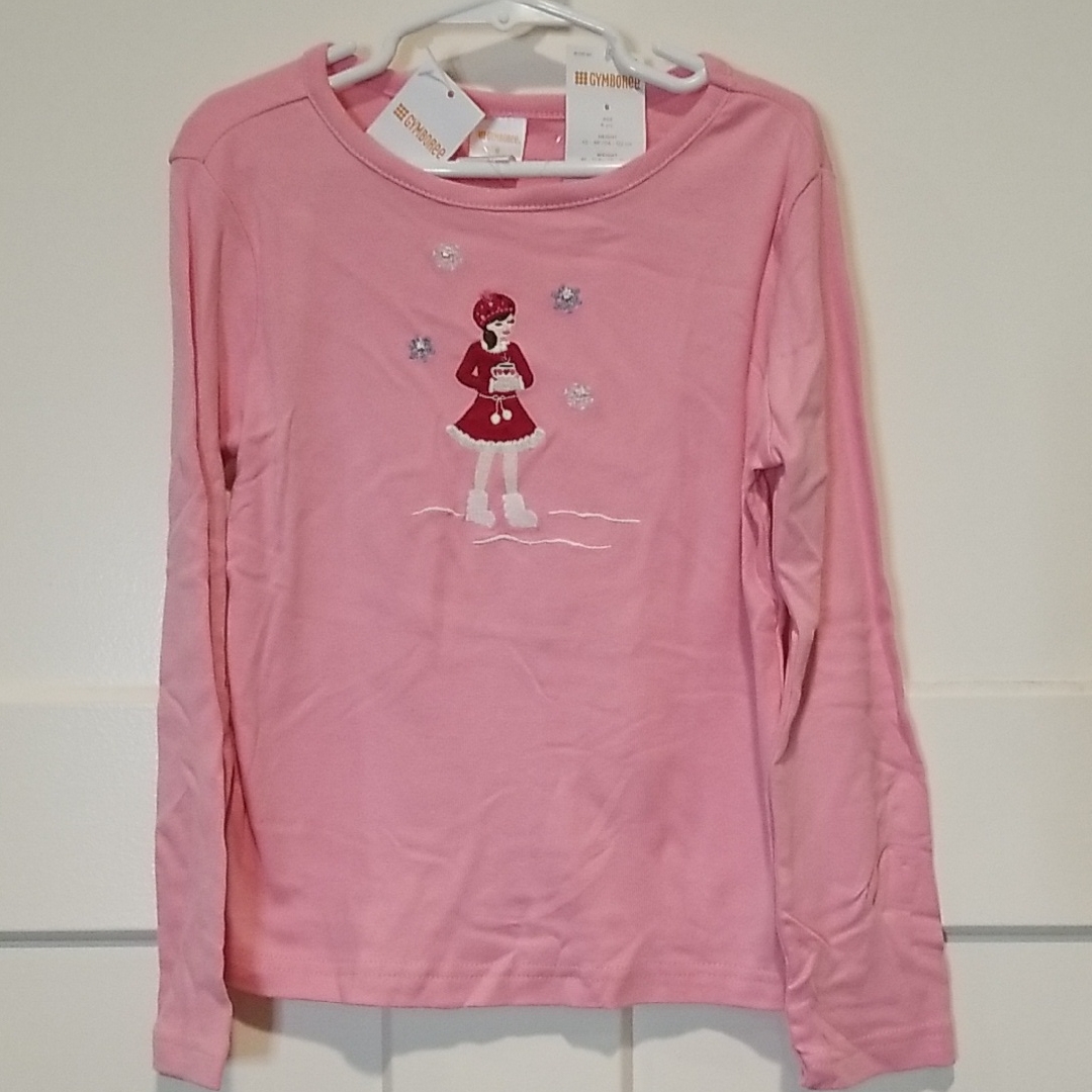 Gymboree Pink Long Sleeve Shirt With Girl Hot Cocoa & Sparkle Snowflakes Nwt 6